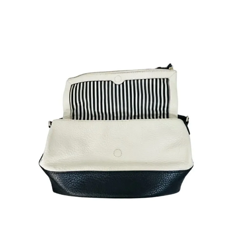 Kate Spade NY Southport Avenue Colorblock Leather Crossbody Purse Black Ivory